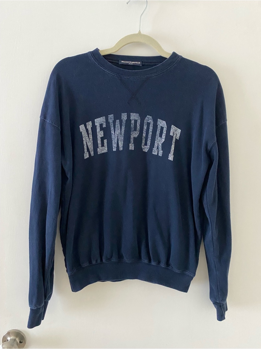 Brandy Melville Navy Newport Crewneck Sweatshirt Pullover Cotton Small